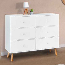 Commode 6 tiroirs EMMIE scandinave bois blanc Commode 6 tiroirs EMMIE scandinave bois blanc