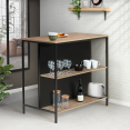 Table de bar îlot DETROIT et 2 tabourets design industriel