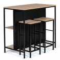 Table de bar îlot DETROIT et 2 tabourets design industriel
