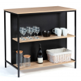 Table de bar îlot DETROIT et 2 tabourets design industriel