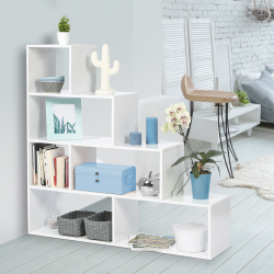 13420 - Scaffale bianco per scale Bibliothèque escalier Lina 4 niveaux bois blanc 114 cm