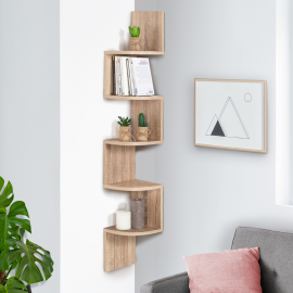 Etagère murale d'angle ISA 5 niveaux façon hêtre Etagère murale d'angle ISA 5 niveaux façon hêtre