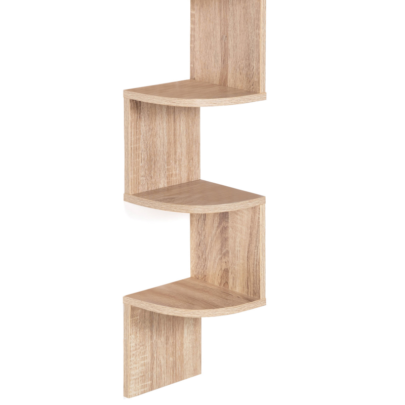 Étagère D'Angle 5 Niveaux - MDF Et Métal - Hauteur 180 Cm - Couleur Noir Et Beige - Rangement Salon Salle De Bain