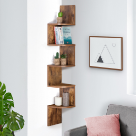 Etagère murale d'angle ISA 5 niveaux façon bois vieilli Etagère murale d'angle ISA 5 niveaux façon bois vieilli