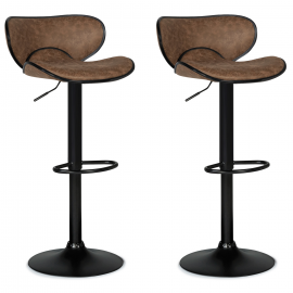 Lot de 2 tabourets de bar SAM design marron vintage