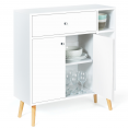 Meuble de rangement EMMIE scandinave bois blanc avec placard et tiroir