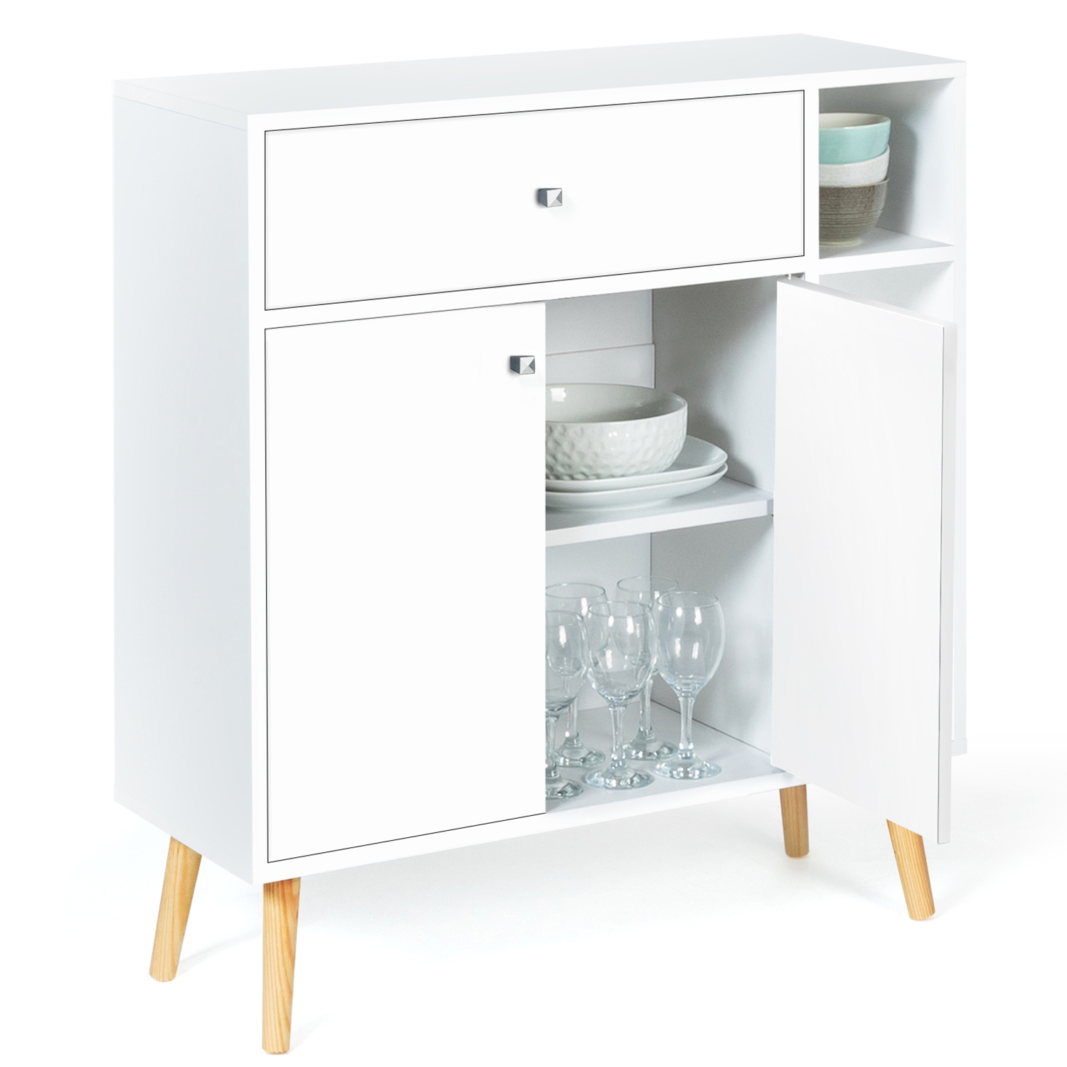 Meuble rangement scandinave bois blanc pas cher EMMIE ID Market