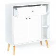 Meuble de rangement EMMIE scandinave bois blanc avec placard et tiroir