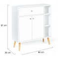 Meuble de rangement EMMIE scandinave bois blanc avec placard et tiroir