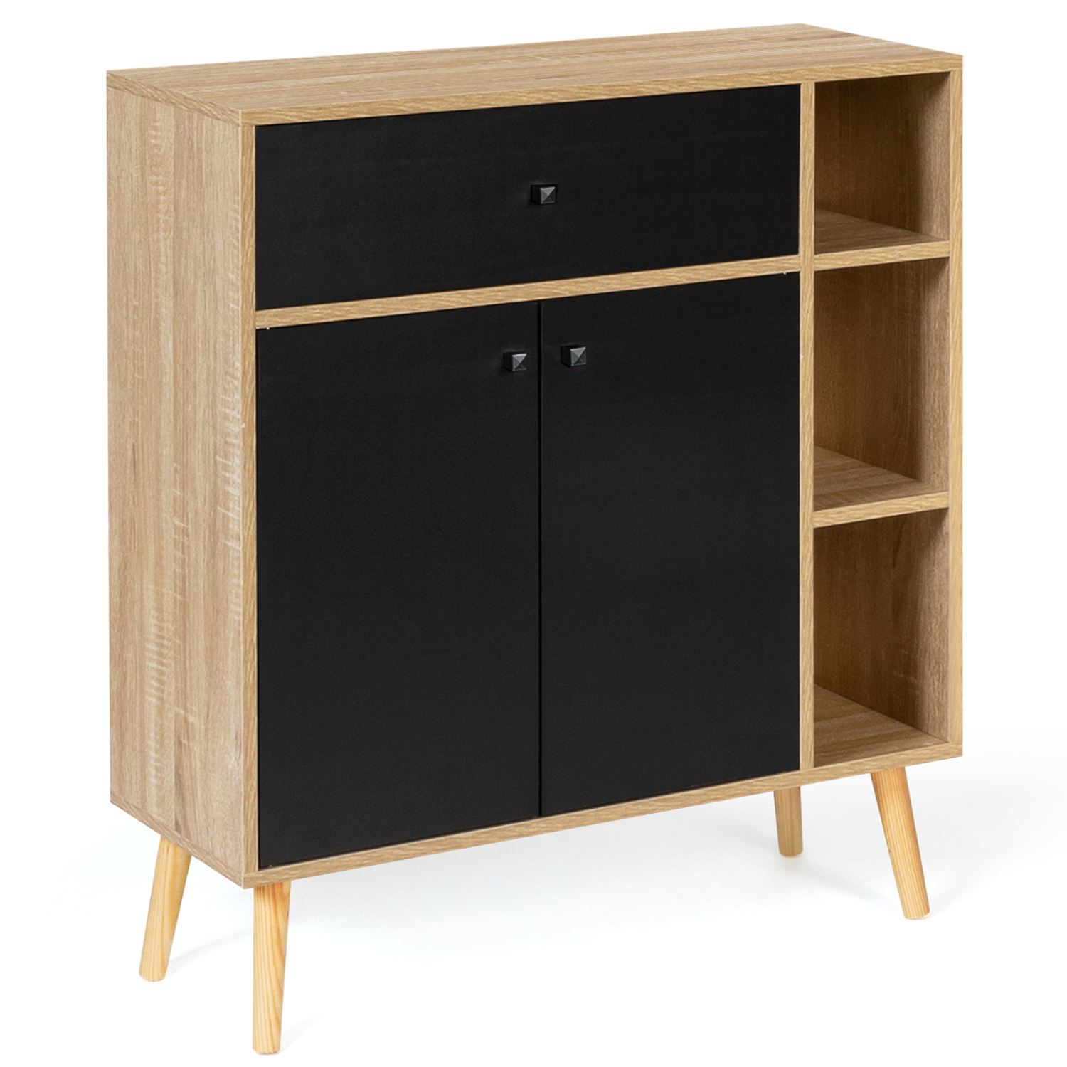 Meuble de rangement scandinave noir et bois