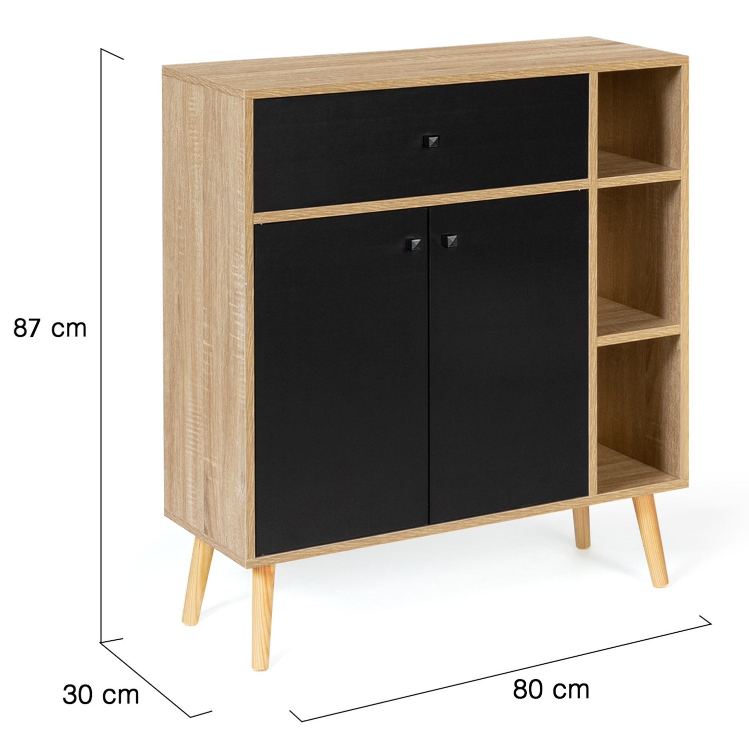 Meuble rangement scandinave noir et bois pas cher EMMIE ID Market