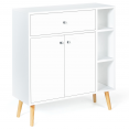 Meuble de rangement EMMIE scandinave bois blanc avec placard et tiroir