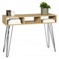 Console vintage NOEMI 3 compartiments bois pied épingle