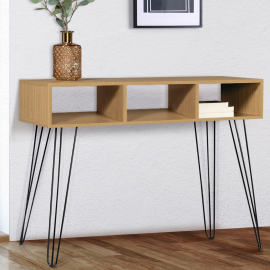 Console vintage NOEMI 3 compartiments bois pied épingle Console vintage NOEMI 3 compartiments bois pied épingle