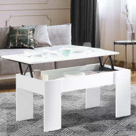 Table basse plateau relevable TARA bois blanc Table basse plateau relevable TARA bois blanc