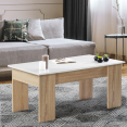 Table basse plateau relevable TARA bois blanc et imitation hêtre