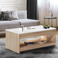 Table basse plateau relevable SOA bois blanc et imitation hêtre