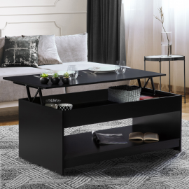 Table basse plateau relevable SOA bois noir