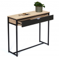 Console 1 tiroir noir BOSTON design industriel