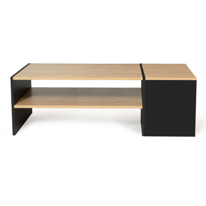 Table basse bar contemporaine IZIA avec coffre noir et bois Table basse bar contemporaine IZIA avec coffre noir et bois