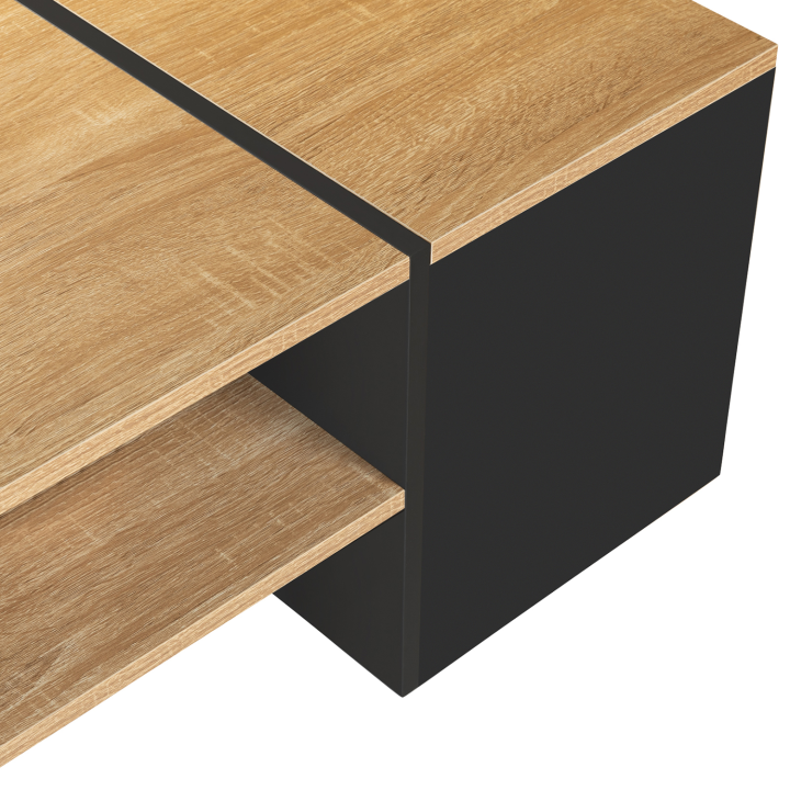 Table basse bar contemporaine IZIA avec coffre noir et bois Table basse bar contemporaine IZIA avec coffre noir et bois