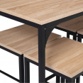 Table haute de bar DETROIT et 6 tabourets design industriel