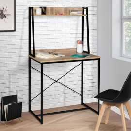 Bureau avec étagère design industriel en bois et métal LUDINE