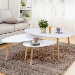 14614 - Set di 3 tavolini scandinavi laccati in bianco Lot de 3 tables basses gigognes GIGI laquées blanc