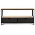 Meuble TV 2 tiroirs noirs BOSTON design industriel
