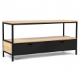 Meuble TV 2 tiroirs noirs BOSTON design industriel
