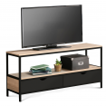 Meuble TV 2 tiroirs noirs BOSTON design industriel