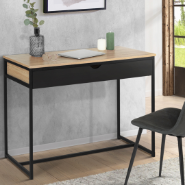 Bureau 1 tiroir BOSTON noir design industriel