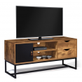 Meuble TV CHICAGO 2 tiroirs avec placard design industriel