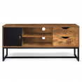 Meuble TV CHICAGO 2 tiroirs avec placard design industriel