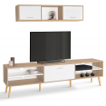 Ensemble meuble TV 180 cm et étagère CLAYTON bois et blanc