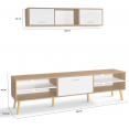 Ensemble meuble TV 180 cm et étagère CLAYTON bois et blanc