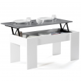 Table basse plateau relevable TARA bois blanc et gris