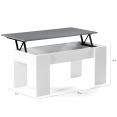 Table basse plateau relevable TARA bois blanc et gris