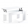 Table basse plateau relevable TARA bois blanc