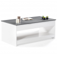 Table basse plateau relevable SOA blanche plateau gris