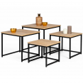 Lot de 4 tables basses gigognes DETROIT 35/40/45/50 design industriel