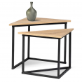Lot de 2 tables basses gigognes triangulaires DETROIT 35/40 design industriel