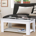 Table basse contemporaine GEORGIA plateau relevable bois blanc et gris