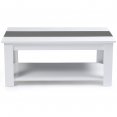 Table basse contemporaine GEORGIA plateau relevable bois blanc et gris