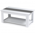 Table basse contemporaine GEORGIA plateau relevable bois blanc et gris