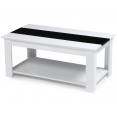 Table basse contemporaine GEORGIA plateau relevable bois blanc et noir