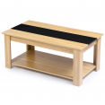 Table basse contemporaine GEORGIA plateau relevable bois noir et imitation hêtre