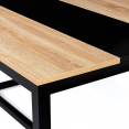 Table à manger rectangle DOVER 6 personnes bande centrale noire design industriel 150 cm
