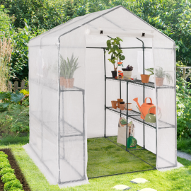 Serre de jardin 8 étagères avec 2 fenêtres Serre de jardin 8 étagères avec 2 fenêtres