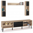 Ensemble meuble TV et étagères HOUSTON bois et noir 180 cm